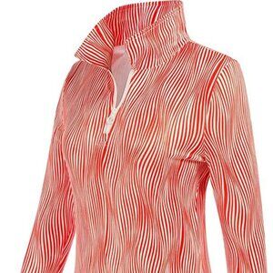 Jack Smith Women's Orange & White Striped 1/4 Zip Up Top Small
